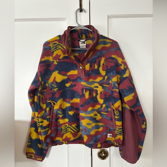 The North Face Multicolor Sherpa Pullover - Blue, Maroon & Yellow - Picture 2 of 5